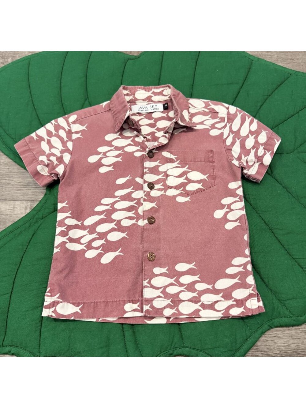 Ava Sky Hawaii Toddler 2 Short Sleeve Fish Aloha Shirt